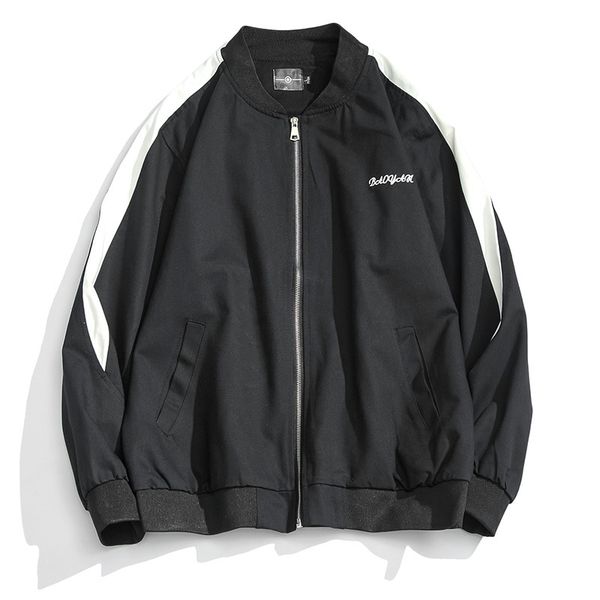 

мужские куртки зима осени вскользь новая куртка письмо вышивки боковая полоса сыпучая инструментальная куртка большого размер m-5xl, Black;brown