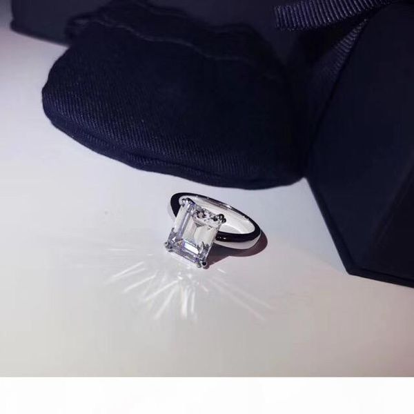 

ag925 pure silver paris design solitaire ring with square mulberry brill diamond decorate stamp logo charm women wedding jewelr