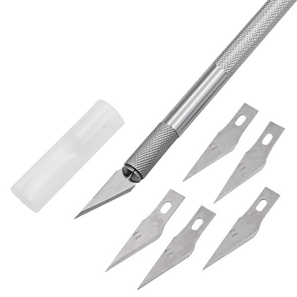 

new non-slip metal scalpel tools kit cutter engraving craft knives+5pcs blades mobile phone pcb diy repair hand tools