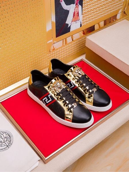 

2020o luxury custom medusa printed low-lace-up casual sports shoes, high-end fashion wild men's shoes, size: 38-45, Black