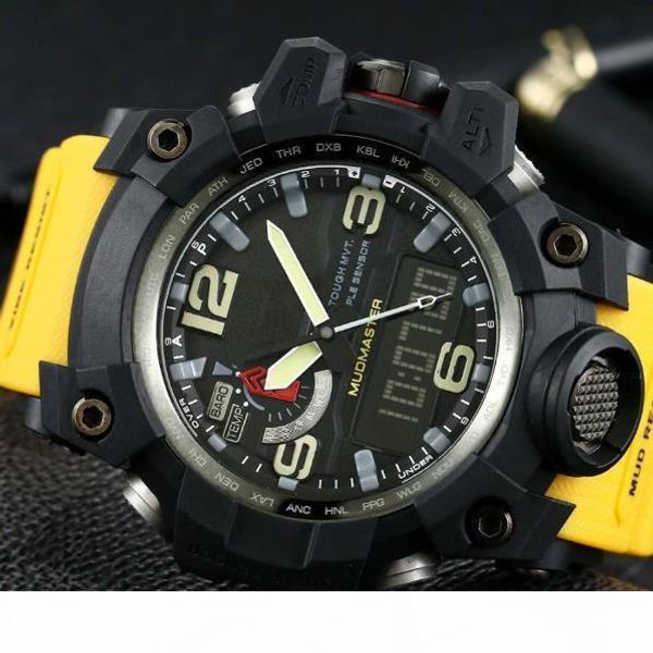 

men watch gwg1000 watch 60mm original digital movement men yg factory sports wristwatches waterproof with steel box, Slivery;brown