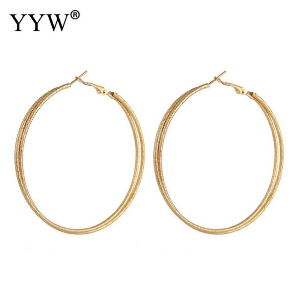 

hip hop hoop earrings fashion double layer round circle earring femme bijoux charming jewellery for women, Golden