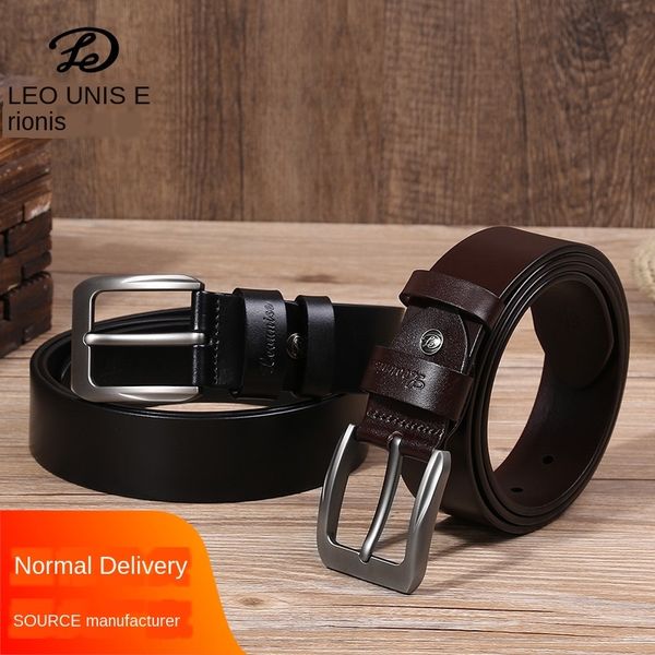 

men's leather layer pin cowhide pin buckle belt young people's belt, Black;brown