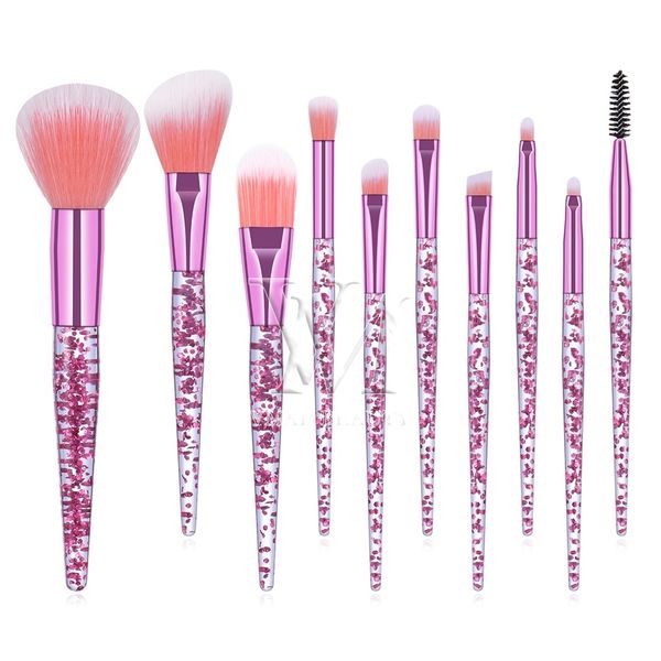 

glitter makeup brushes 10pcs/set transparent crystal brush set selling brush kits products professional cosmetic tools