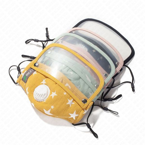 

2020 brand pm2.5 cotton breather valve kids full face mask with filters dustproof breathability children detachable mouth cover dhl d71506, Black;white