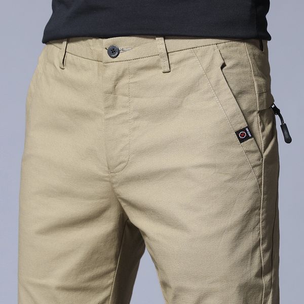 

icpans summer thin casual pants men pockets with zipper black slim fit skinny mens trousers office