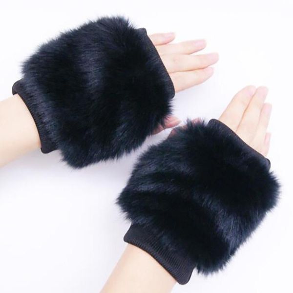

gloves korean en' black women' universal winter plush velvet thick warm student couple typing half finger riding gloves w112, Blue;gray