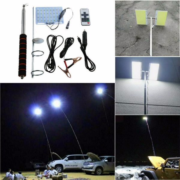 

led outdoor light ultra bright 4800lm telescopic cob rod with rf remote control,ip68 emergency lamp for camping outdoor lighting
