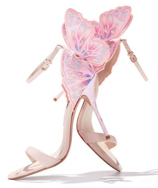 

sophia webster female butterfly winged women party high heels sandals thin heeled wedding pumps shoes gladiator females sandalias cs03, Black