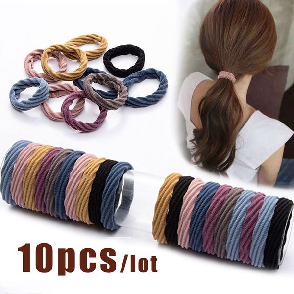 

10pcs/lot kids hair rope hair accessories scrunchy elastic bands hairband girls decorations rubber band for women, Slivery;white