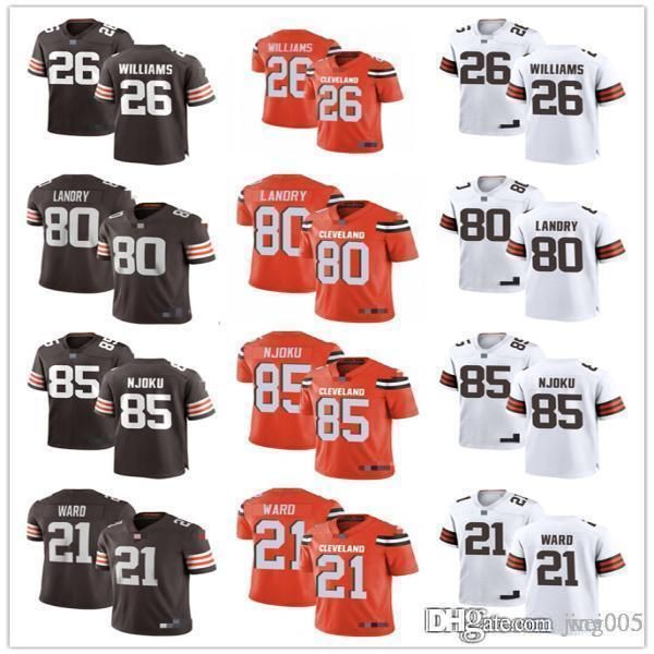 

mens womens youth cleveland browns 21 denzel ward 80 jarvis landry 26 greedy williams 85 david njoku custom football jerseys, Black;red