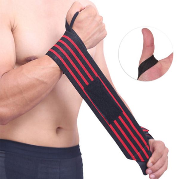 

fitness adjustable wristband weightlifting powerlifting breathable wrist support wrist bandage breathable pressurize wraps, Black;red