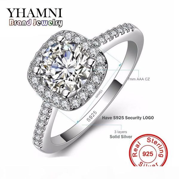 

e diamond ring classic solid silver bride wedding rings for women inlay 1 ct cz diamond engagement ring 925 sterling silver jewelry mr0, Slivery;golden