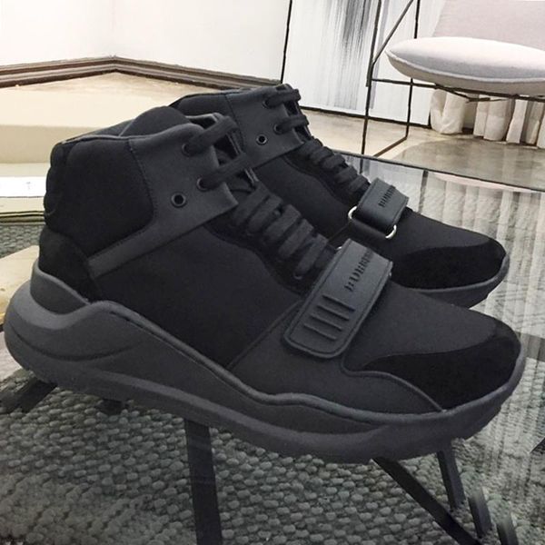

breathable mens boots comfortable luxury shoes vintage check cotton sneakers outdoor walking footwears sports high casual men shoes, Black
