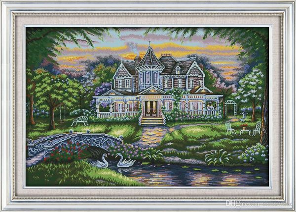 

the manor home decor painting ,handmade cross stitch embroidery needlework sets counted print on canvas dmc 14ct /11ct