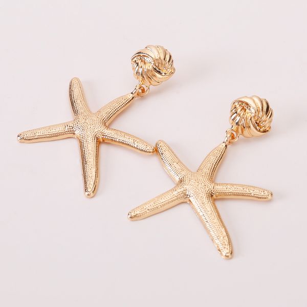 

exaggerated starfish alloy earrings women's fashion ear earrings summer new style, Golden