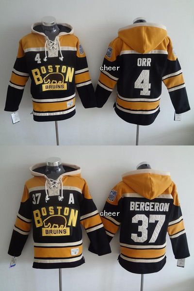 

2015 wholesale mens boston bruins #4 orr #37 bergeron black hoodies hooded hockey jerseys sweatshirts stitched custom any name any number, Black;red