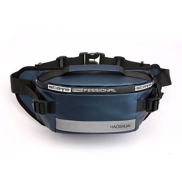 

men nylon waist bags fanny single chest pack multi-functional anti-theft reflective strip shoulder male hip bum belt bag