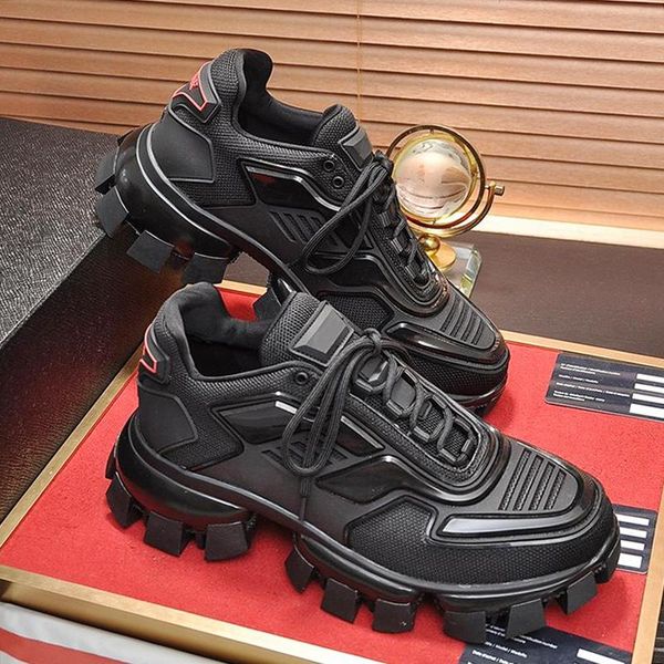 

new arrival cloudbust thunder knit sneakers mens shoes chaussures pour hommes comfortable chunky sneakers low lace -up design men shoes, Black