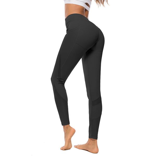 

svokor mesh lattice push up leggings women fitness feminina activewear high waist pants breathable patchwork workout legging, Black