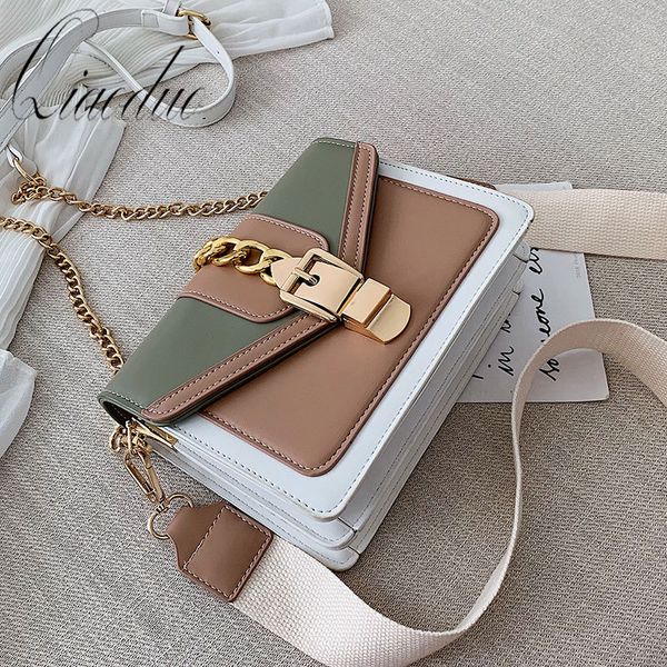 

qiaoduo bag female 2020 new contrast color leather crossbody bags shoulder bag women fashion simple messenger small square