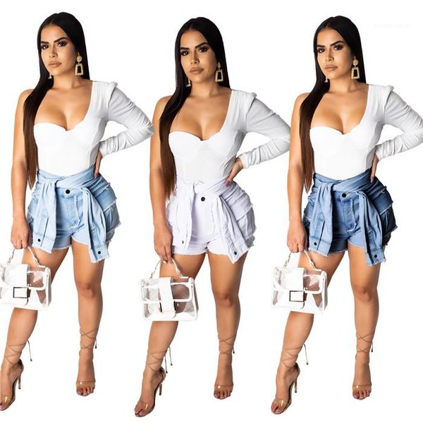 

summer fake 2pcs high waist demin short women designer fashion casual clothes womens bandage vintage tassel shorts woman, White;black