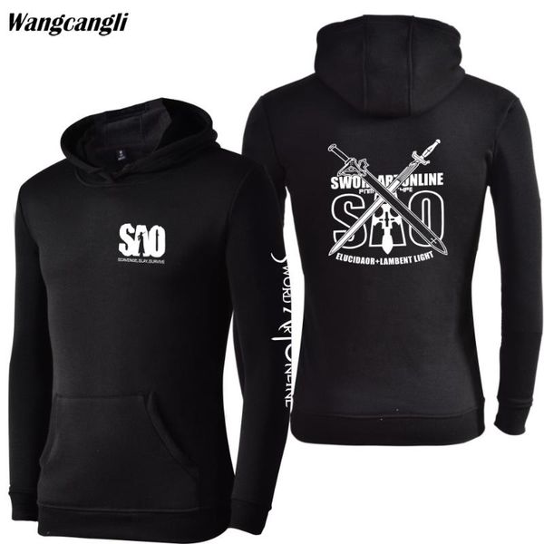 

classic japan anime hooded hoodies boys kids winter fashion black sword art online cartoon sweatshirt men hoodie casual clothes