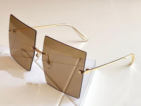 

new fashion designer women sunglasses 0123 large square frameless goggles uv protection eyewear popular avant-garde style, White;black