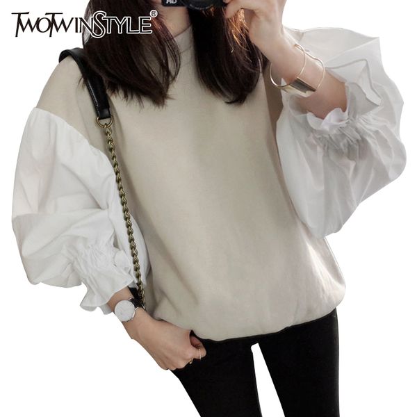 

galcaur oversized sweatshirt for women pullover hooded loose hoodies shirt lantern long sleeve korean clothes big size, Black