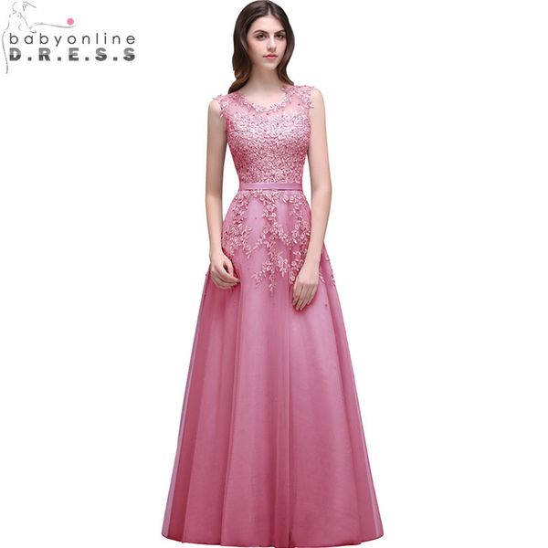 

babyonlinedress robe de soiree longue lace beaded evening dress illusion a line burgundy prom dresses vestido de festa cps299, Black;red