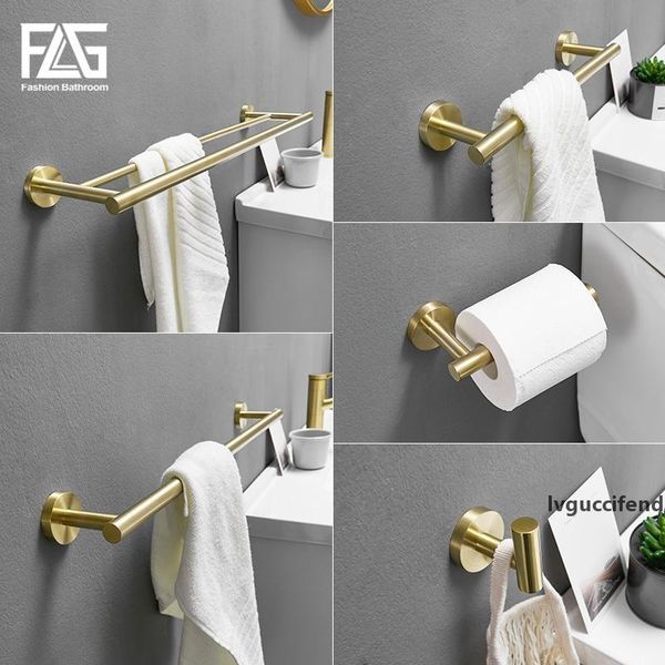 

flg gold bathroom accessories hardware stainless steel toilet paper holder tower holder wall mounted bathroom hardware set t200425