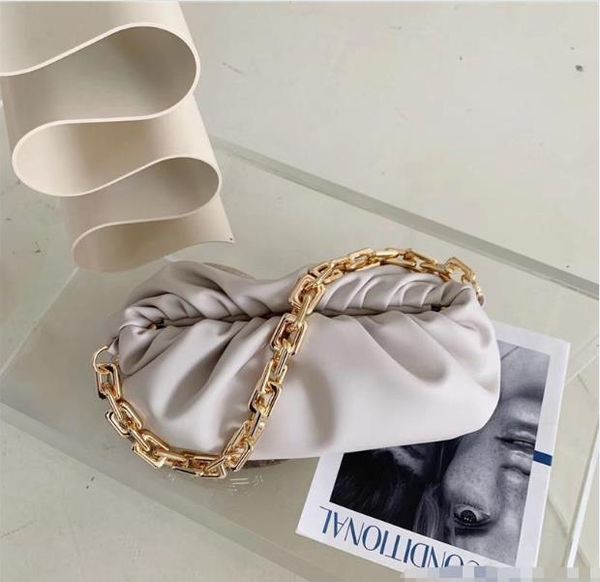 

2020 new arrival famous designer brand soft genuine leather ladies pouch bag with big metal chain messenger hand bag for women 88