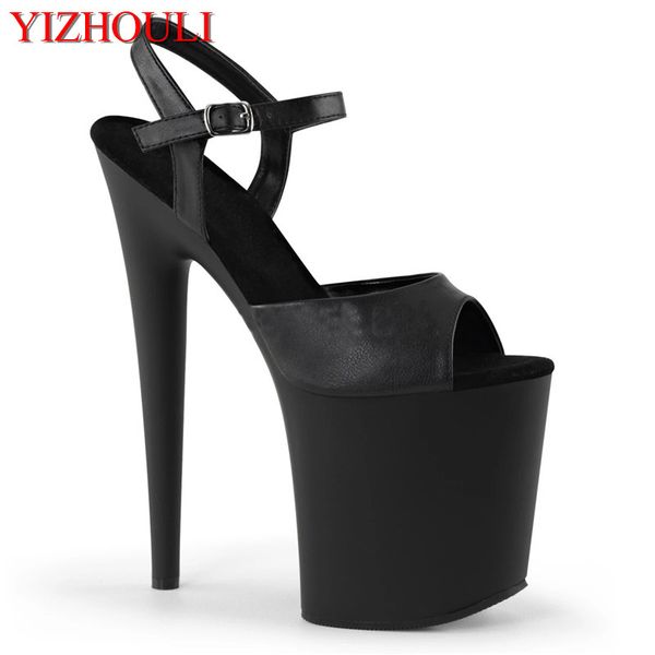 

new 8-inch stiletto 20 cm matte black vamp, nightclub summer baked lacquer sandals, party stage sandals