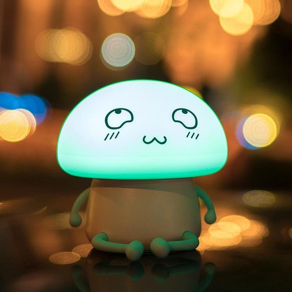 

3d night colorful mushroom silicone battery led night light touch sensor light 2 modes children cute night lamp bedroom light