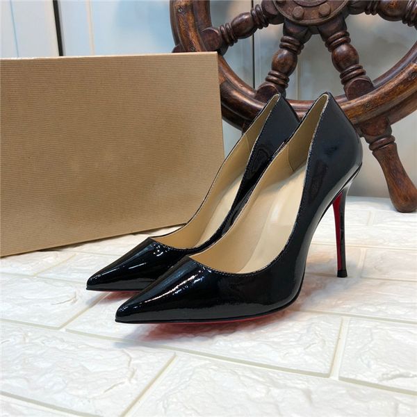 

fashion brand luxury women rivets high heels pointed toe metal rock stud shoes genuine leather women pumps size 35-42, Black