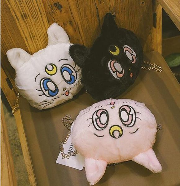 

аниме sailor moon luna cat плюшевой сумка плечо cosplay женщины круглого плюшевые мультфильм ухо кролика casual луна сумка сумка