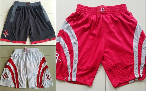 

houston rockets men basketball shorts breathable sweatpants nba mesh sports shorts, Black