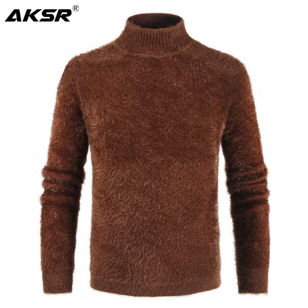 

aksr men's turtleneck knitted sweater cashmere wool winter sweater men 2020 turtleneck pullover man swetry pull col roul homme, White;black