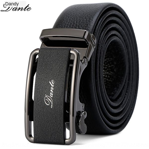 

layer cowhide men's automatic buckle black belt business suit penthouse cowhide gift box belt gift box, Black;brown
