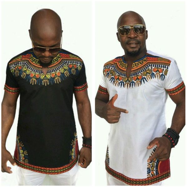 

summer 2020 new selling european and american personalized printed african style men's short sleeve men's t-shirt, White;black