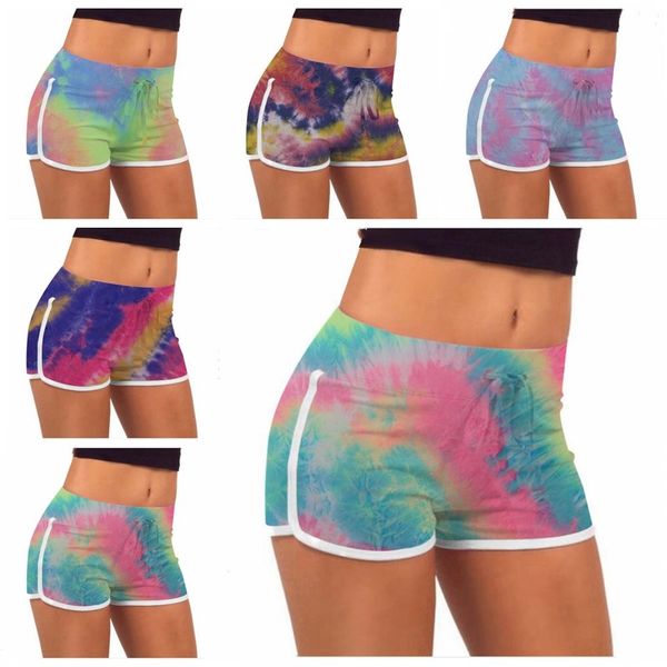 Pantaloncini tie-dye Estate elasticizzati Sollevamento glutei Pantaloni caldi Ragazze Pantaloni casual slim Vita alta Leggings fitness Pantaloncini yoga Allenamento stampato BC7570