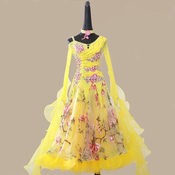 

modern dance skirt competition skirt dress ballroom dance big swing waltz ballroom performance, Black;red