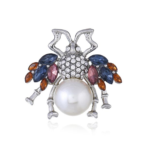 

women's clothing accessories jewelry bee crystal brooch cute delicate animal pearl brooch, Gray