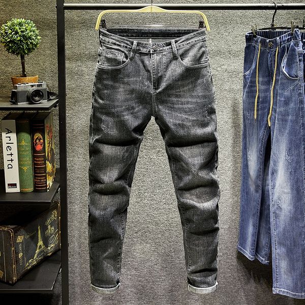 

yosyf весной и летом джинсы мужской моды бренд свободный прямой участок мужские брюки весна тонкий подходят маленькие ноги молодежные брюки, Blue