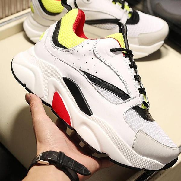

new arrival men 's shoes b22 white yellow and black canvas and calfskin sneaker drop ship outdoor walking design low chunky sneake