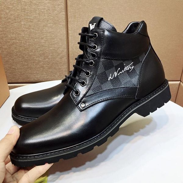 

new arrival oberkampf ankle boot mens shoes herren sportschuhe autumn and winter soft footwears luxury lace -up plus size casual men boots, Black