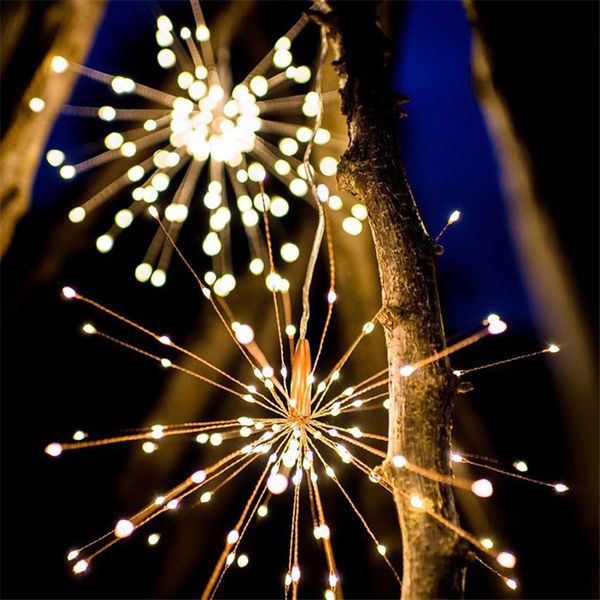 Firework LED de cobre String Bouquet Formulário LED LUZES DE FUNCIMENTAÇÃO BATERAGEM LUZES DECORATIVAS COM REMOTO CONTROLE PARA XMS PARTE