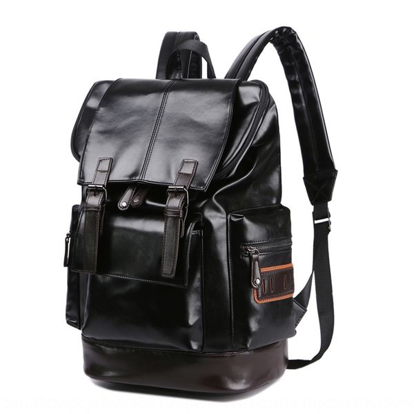 

korean style men's pu leather big fashion trend schoolbag student leisure travel backpack backpack travel bag