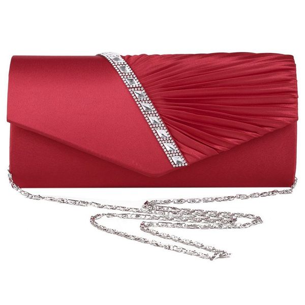 

ladies diamond ruffle party prom bridal evening envelope clutch bag, ly6682 red