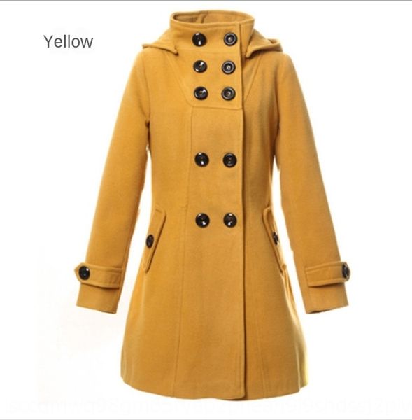 

hooded double-breasted cashmere slim en hooded double-breasted cashmere coat wool wool slim woolen coat, Black